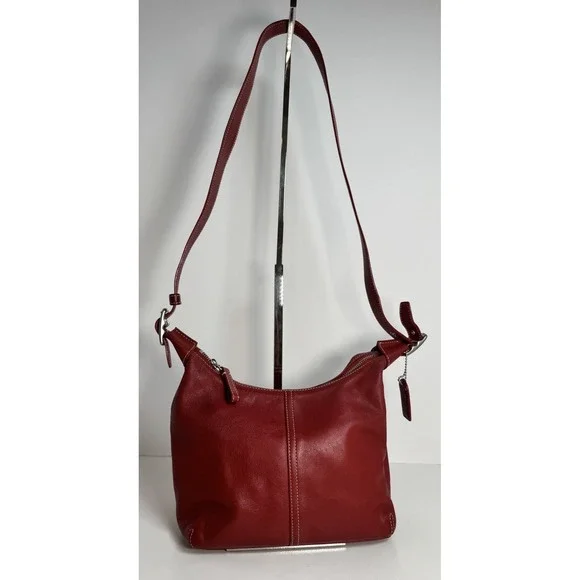 Coach Legacy Red Leather Hobo Shoulder Bag Purse 9566 - Picture 2 of 12